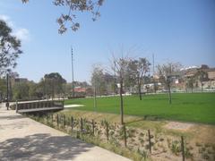 Parc de la plaça de les Glòries newly inaugurated with grass that cannot be stepped on yet