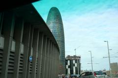 Torre Agbar in Barcelona at dusk