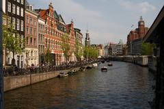 aerial view of Amsterdam featuring canals and historic buildings