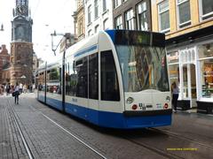 modern Amsterdam Tram on city street