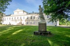 Cast iron statue of the goddess Diana in the castle park of Kynžvart Castle