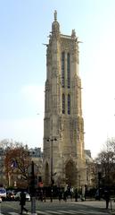 Saint-Jacques Tower in Paris under a clear blue sky