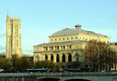 Théâtre de la Ville and Saint-Jacques Tower in Paris