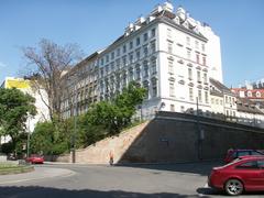 Mölker Bastei with Pasqualatihaus in Vienna where Beethoven lived between 1804-1808 and 1810-1814