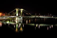 Flösserbrücke at night in Frankfurt am Main