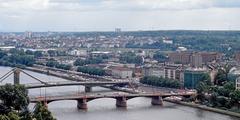 Frankfurt-Sachsenhausen with the slaughterhouse in 1990, view from the Dom