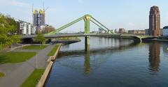 Floesserbruecke with ECB building and Main Plaza in Frankfurt am Main