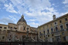 Panoramic view of Fontana Pretoria in Palermo, Italy