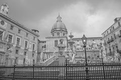 Scenic view of Palermo, Sicily with historical buildings in February 2013