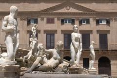 Close-up of the Fountain of Shame in Palermo, Italy