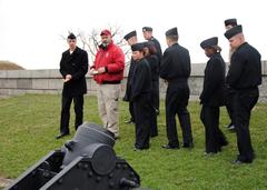 USS Constitution sailors touring Fort Independence with supervisor Sean McQuade