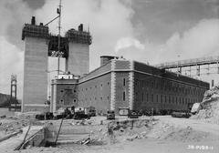 Fort Point with Golden Gate Bridge under construction in 1934