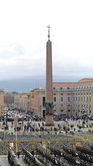 Obelisk and seating in front of St. Peter's Basilica