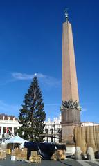 Egyptian obelisk and Christmas Tree in St. Peter's Square, Vatican City