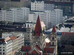 Church of St. Francis of Assisi and Stuwerviertel in Vienna's Leopoldstadt district