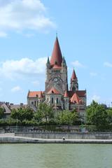 Danube River in Vienna with cityscape