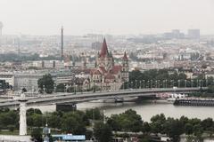 Vienna skyline featuring cityscape, architecture, and clock tower