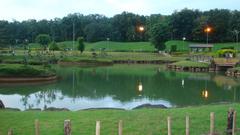 Serene Japanese garden with a small lake