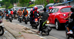 Traffic congestion on Mulawarman Street in Balikpapan