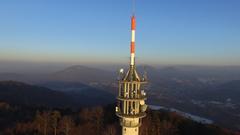 Aerial view of Fremersbergturm tower peak