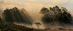 Back-scattering crepuscular rays panorama