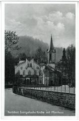 Evangelische Kirche und Pfarrhaus in Karlsbad, 1931