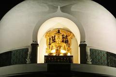 Close-up view of Friedensstupa in Vienna with intricate architectural details