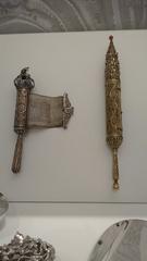 19th century Megillat Esther scroll in gilded silver filigree case