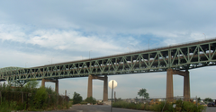 Girard Point Bridge, a double-decked cantilever bridge, spanning the Schuylkill River in Philadelphia