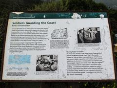 WWII base end station plaque at Muir Beach Overlook, California