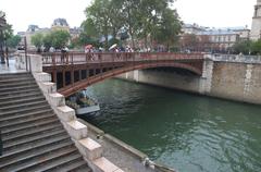 Pont au Double bridge in Paris with Notre Dame in the background