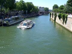 Paris Seine River next to Notre Dame Cathedral