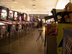 Row of pinball machines at the Pinball Hall of Fame