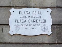 Plaça Reial and Plaça Garibaldi twin cities plaque