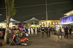 Nighttime atmosphere at Plaza Garibaldi in Mexico City