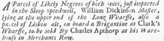 Newspaper item related to merchant Charles Apthorp