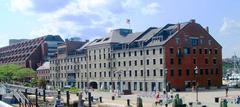 Long Wharf in Boston Harbor and surrounding buildings