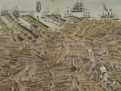 Detail of 1870 Financial District map of Boston by F. Fuchs