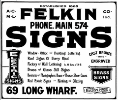 1916 advertisement for business in Boston, Massachusetts, USA