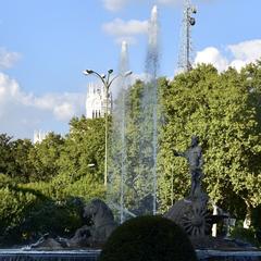 The Fountain of Neptune in Madrid, Spain