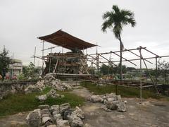 Ongoing restoration of damaged Bastion San Miguel turret at Fort San Pedro in Cebu City