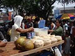 Refreshing coconut juice with milk in a glass