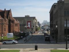 View from Lee Circle towards Crescent City Connection Bridge in New Orleans