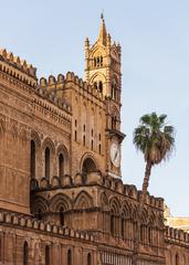 Cathedral of Palermo with palm trees