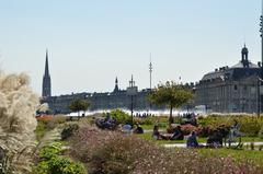 Panoramic view of Bordeaux city architecture against a clear sky