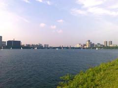 Boston skyline with Charles River and Longfellow Bridge in 2008