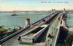 New Cambridge Bridge, later renamed Longfellow Bridge, before 1916, with Harvard Bridge in the distance