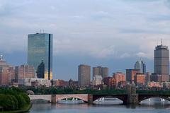 Boston skyline and Longfellow Bridge at sunset, July 2011