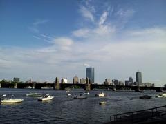 Boats on the Charles River with Longfellow Bridge and Boston skyline