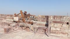 ancient pulleys for drawing water at Mehrangarh Fort